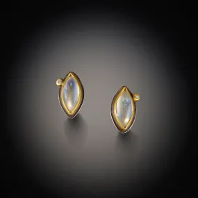 Moonstone Stud Earrings with Diamond Dot,Jewelry Delicate & Elegant