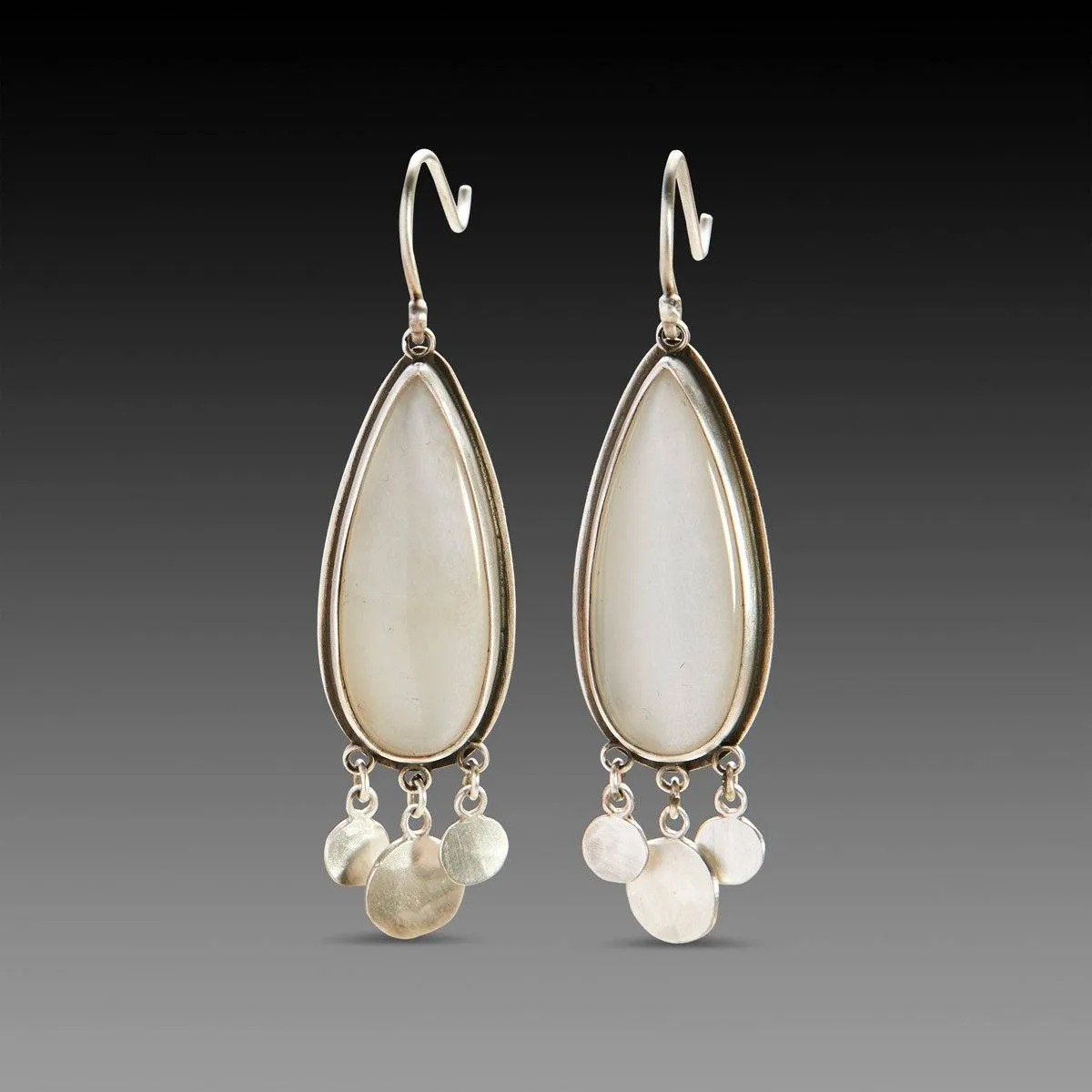 Moonstone Teardrop Earrings with Fringe,Jewelry Delicate & Elegant