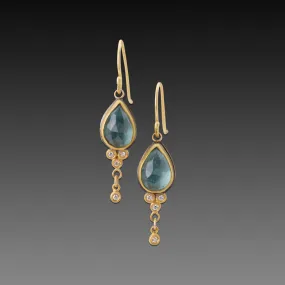 Moss Aquamarine Earrings with Diamonds,Jewelry Delicate & Elegant