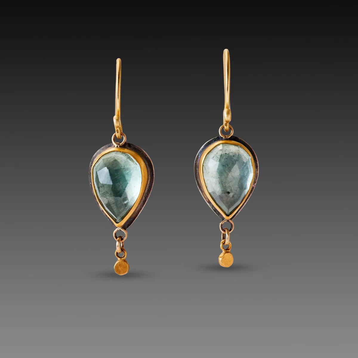 Moss Aquamarine Earrings with Gold Drops,Jewelry Delicate & Elegant