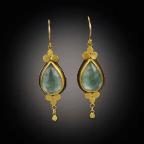 Moss Aquamarine Earrings with Gold Trios,Jewelry Delicate & Elegant
