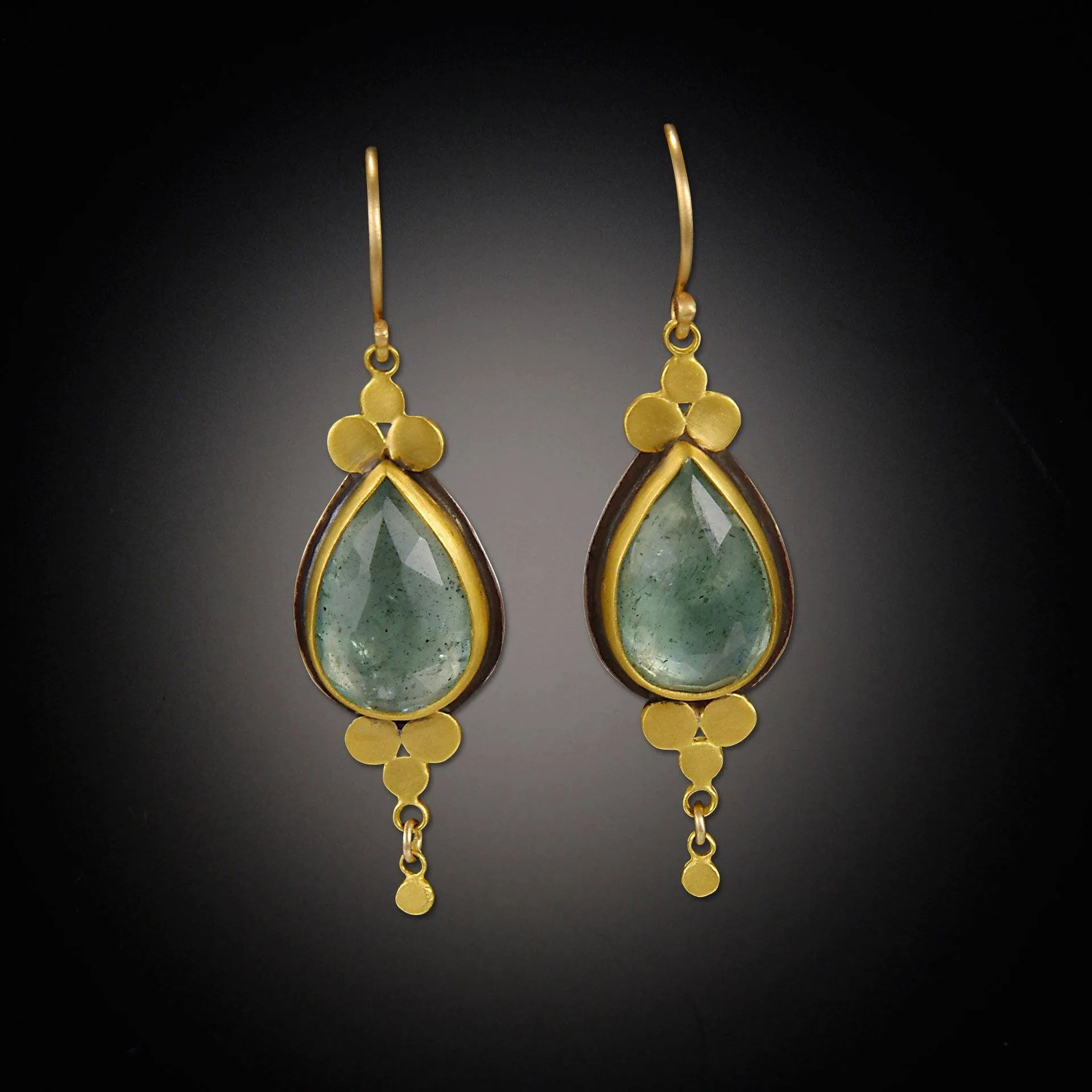 Moss Aquamarine Earrings with Gold Trios,Jewelry Delicate & Elegant
