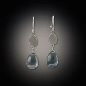 Moss Aquamarine Silver Disk Earrings,Jewelry Delicate & Elegant