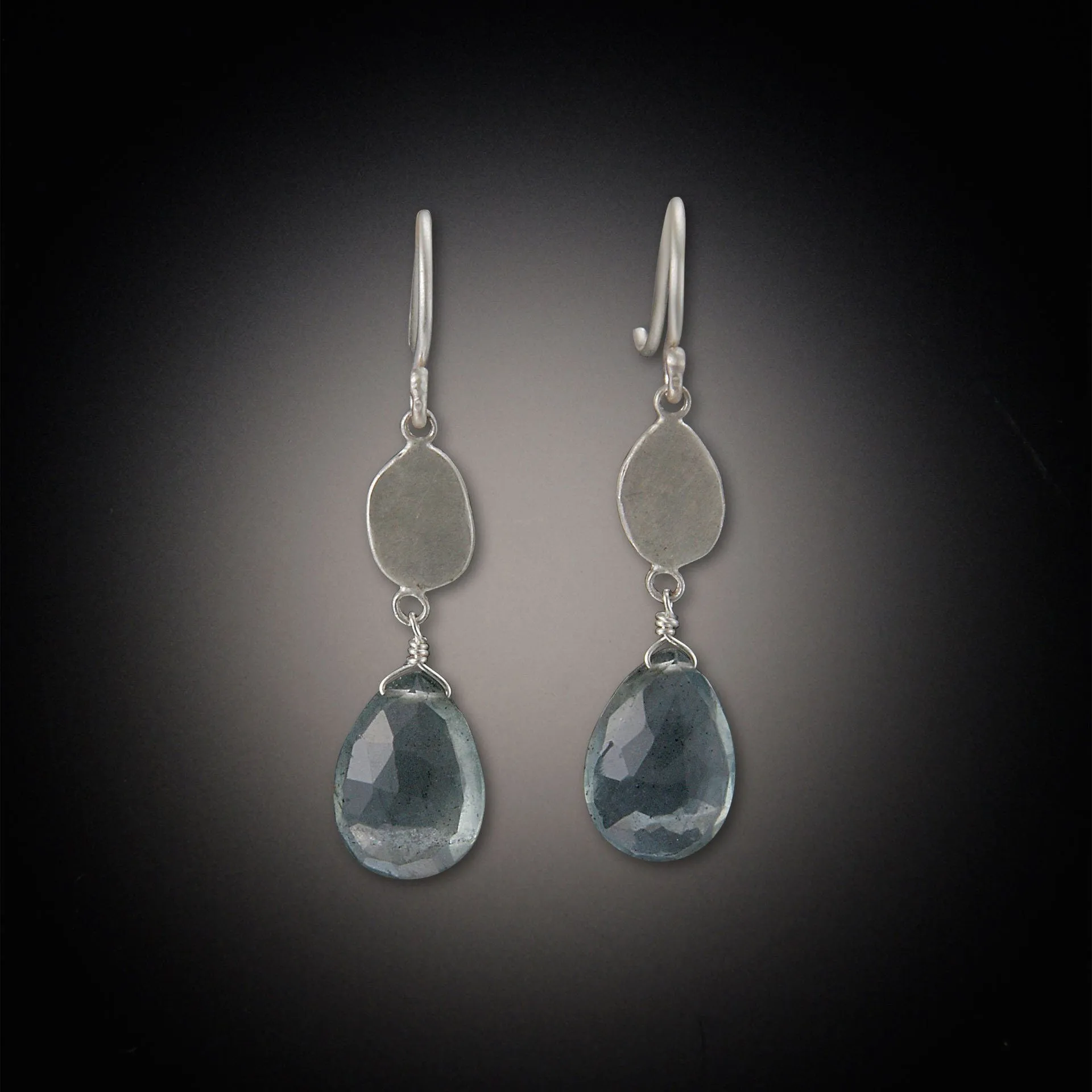 Moss Aquamarine Silver Disk Earrings,Jewelry Delicate & Elegant