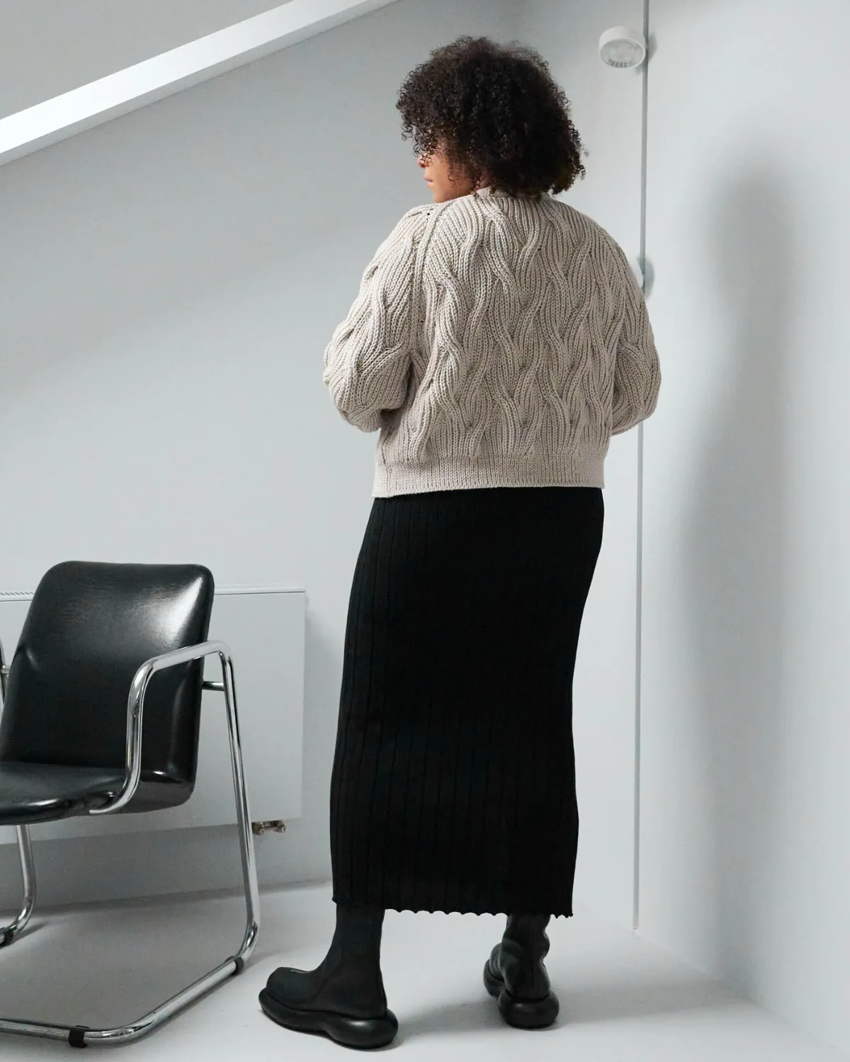 Nemunas: Silver Grey Merino Wool Cardigan,Women Sweaters