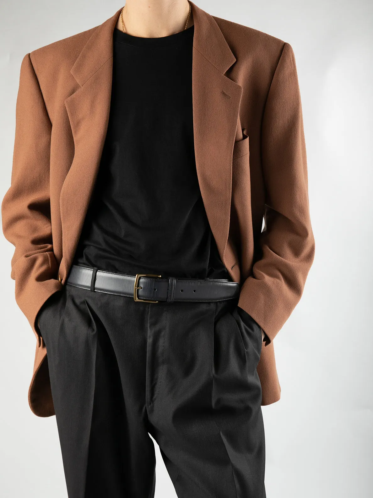 OC STRIP 03 - Black Leather Belt,Men