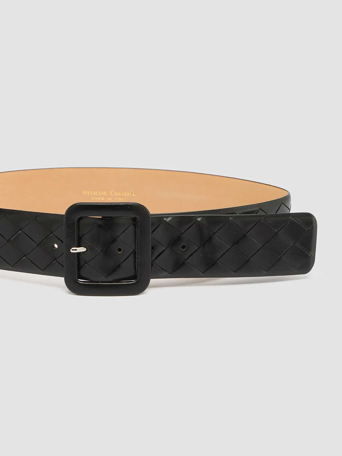OC STRIP 059 - Black Woven Leather Belt,Women