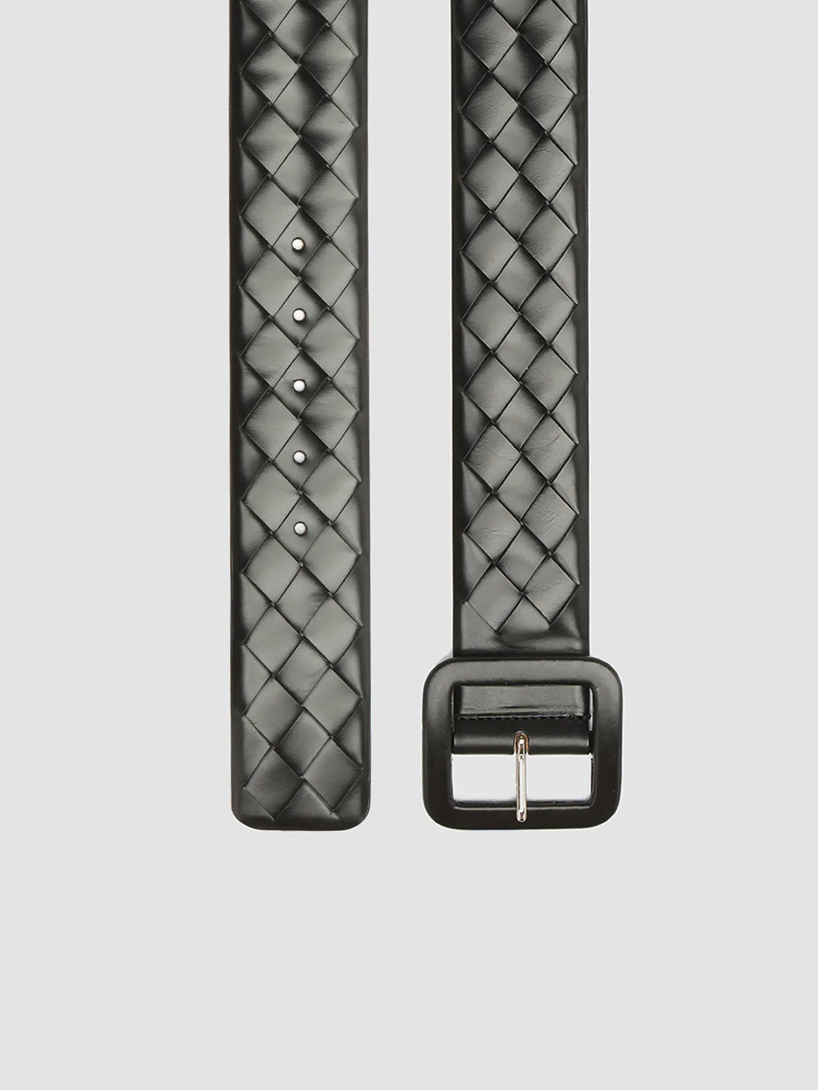 OC STRIP 059 - Black Woven Leather Belt,Women