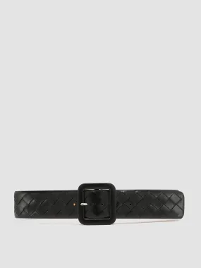 OC STRIP 059 - Black Woven Leather Belt,Women