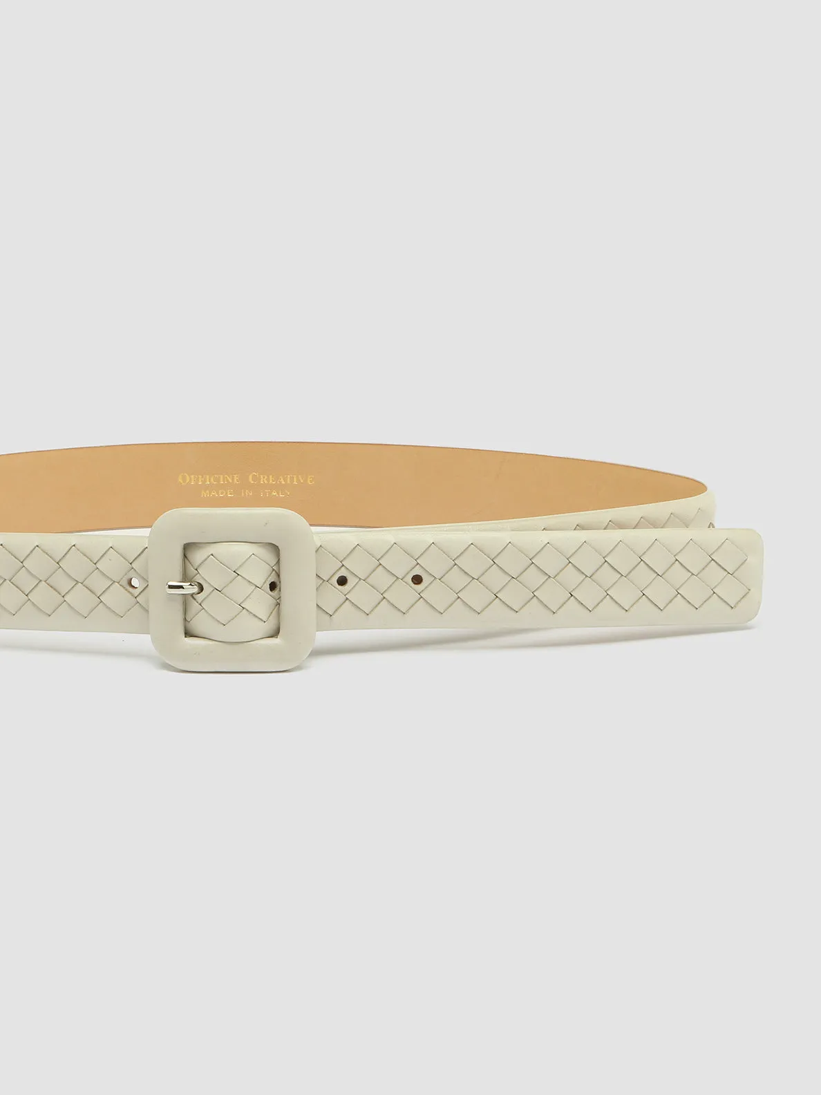 OC STRIP 060 - White Woven Leather Belt,Women