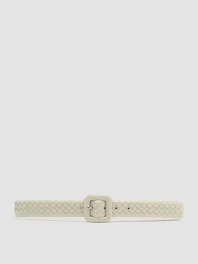 OC STRIP 060 - White Woven Leather Belt,Women