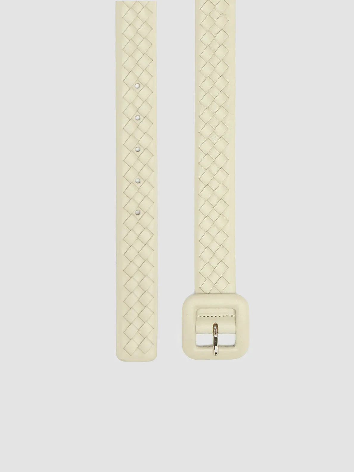 OC STRIP 060 - White Woven Leather Belt,Women