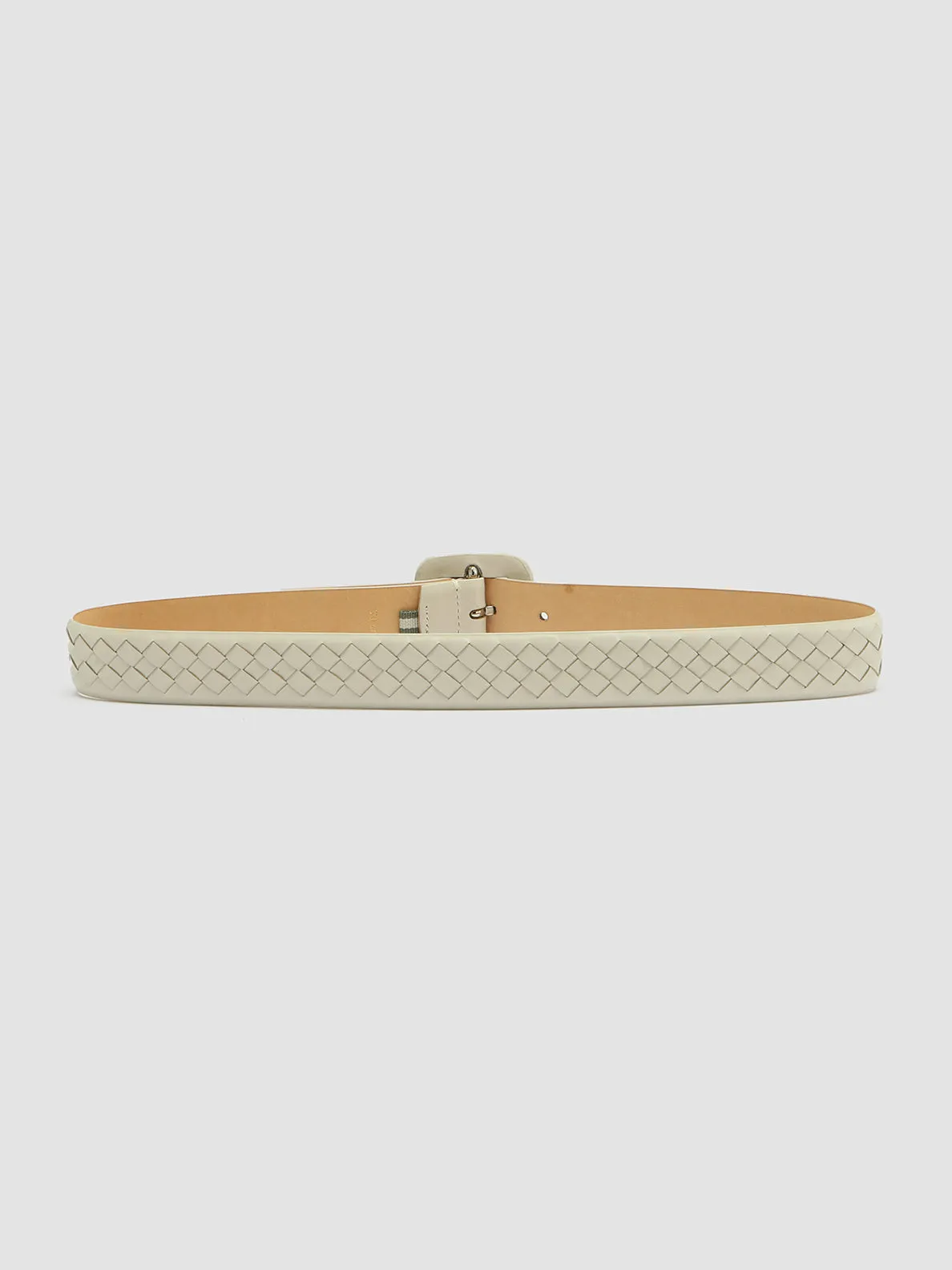 OC STRIP 060 - White Woven Leather Belt,Women