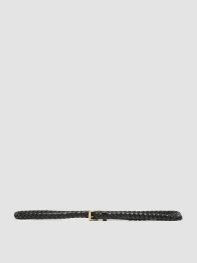 OC STRIP 064 - Black Woven Leather Belt,Women