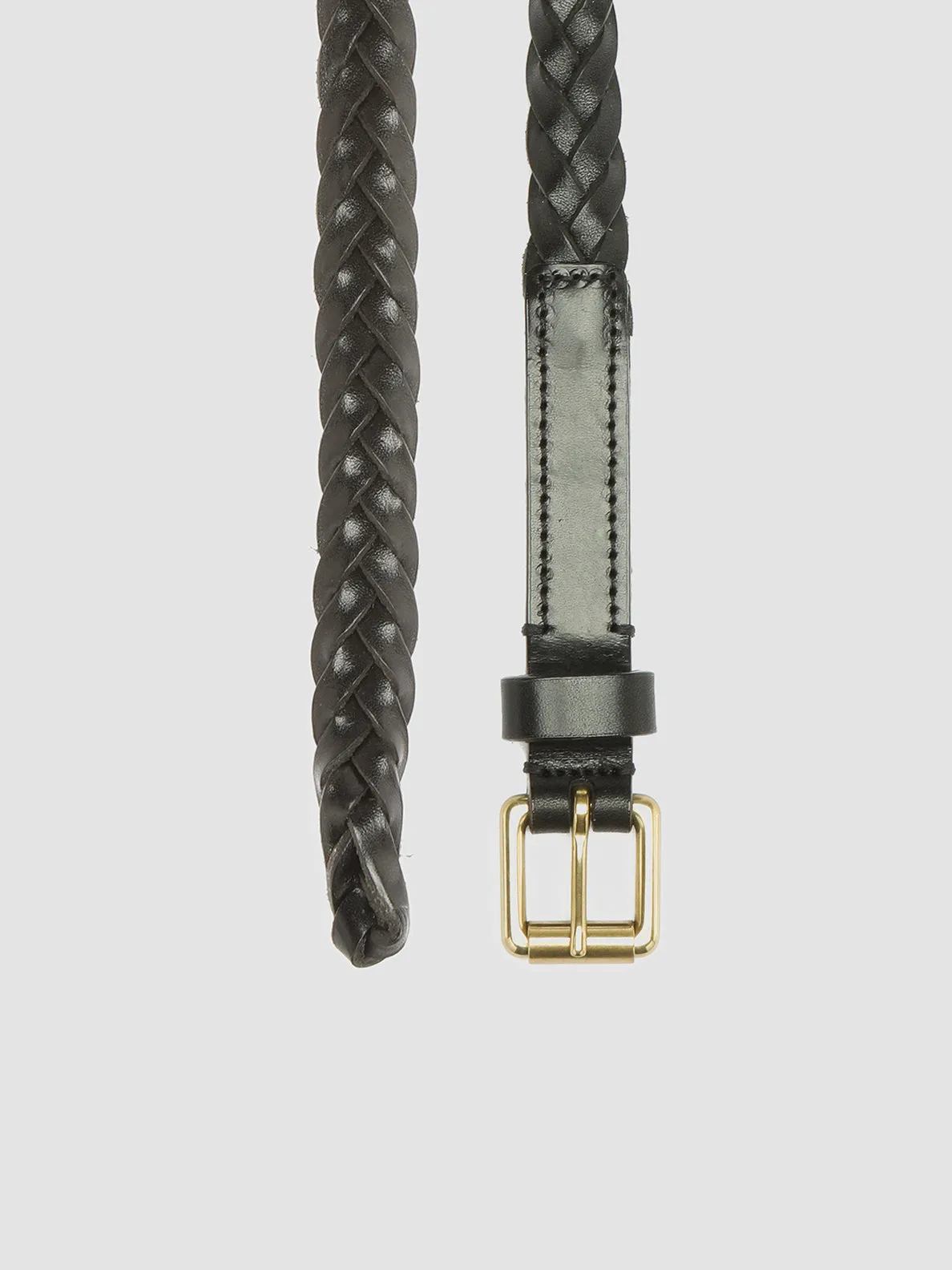 OC STRIP 064 - Black Woven Leather Belt,Women