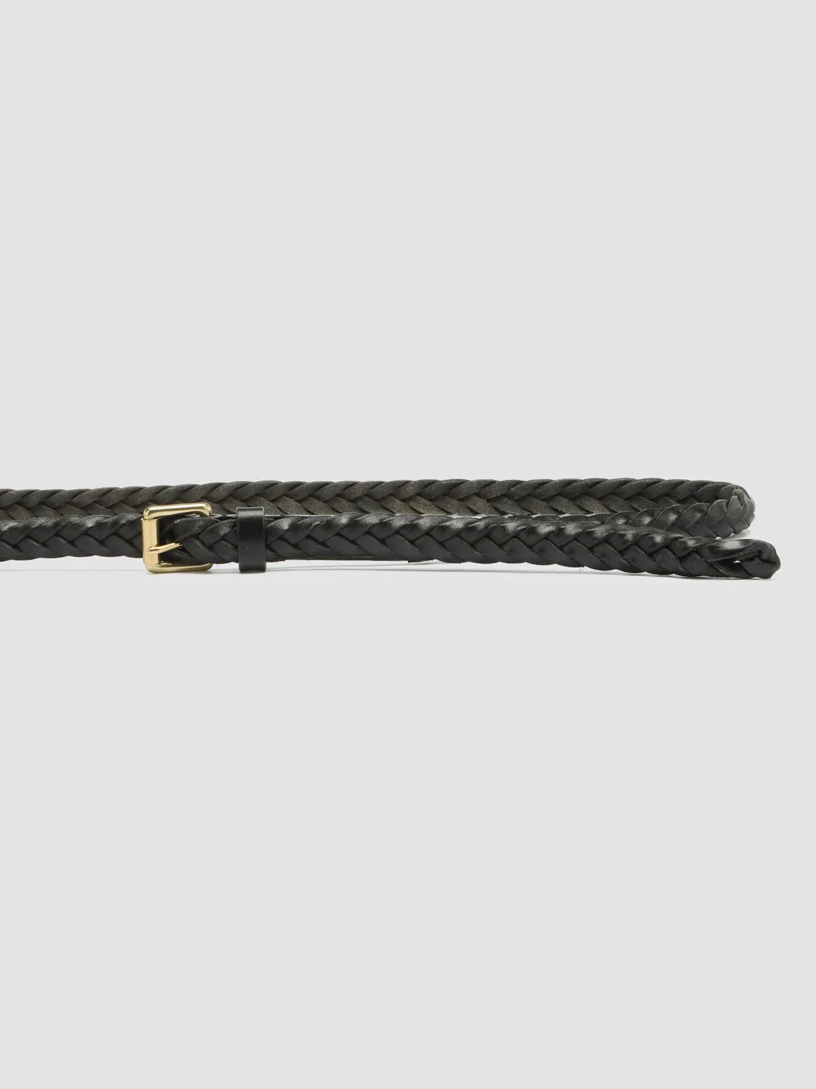 OC STRIP 064 - Black Woven Leather Belt,Women