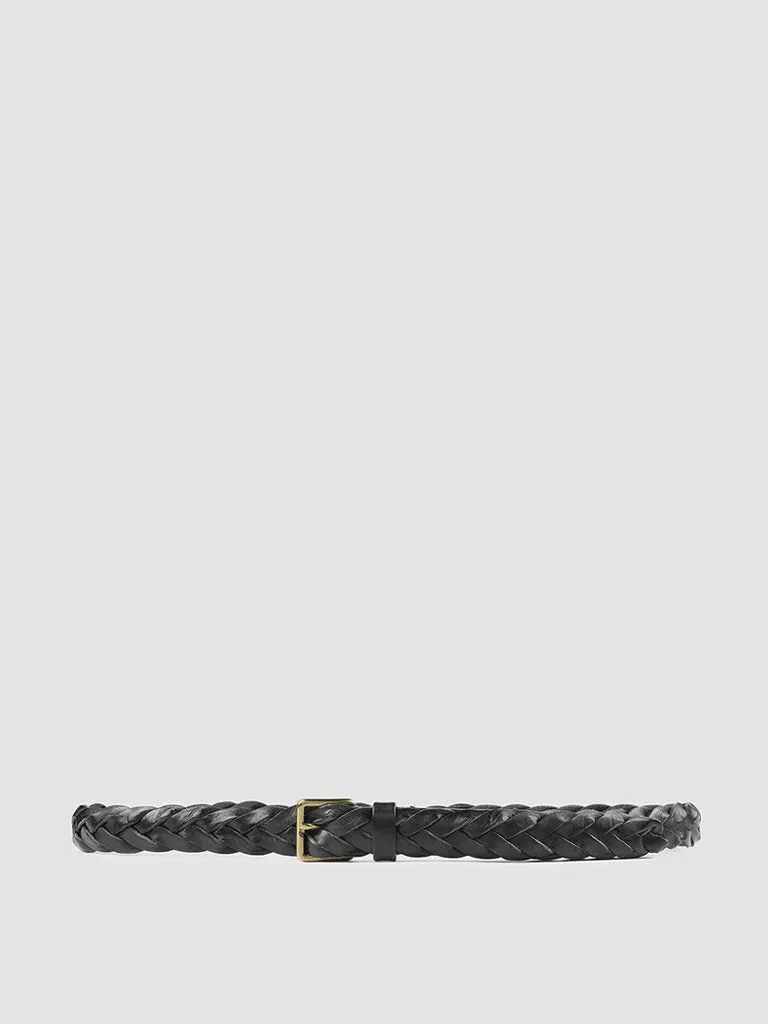 OC STRIP 20 - Black Woven Leather Belt,Women