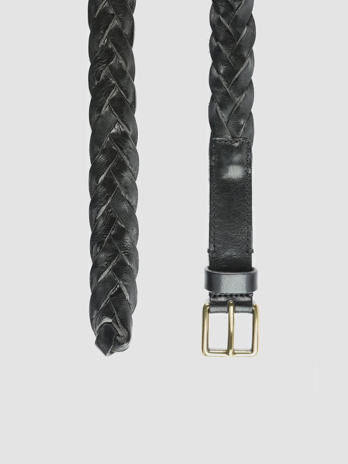 OC STRIP 20 - Black Woven Leather Belt,Women