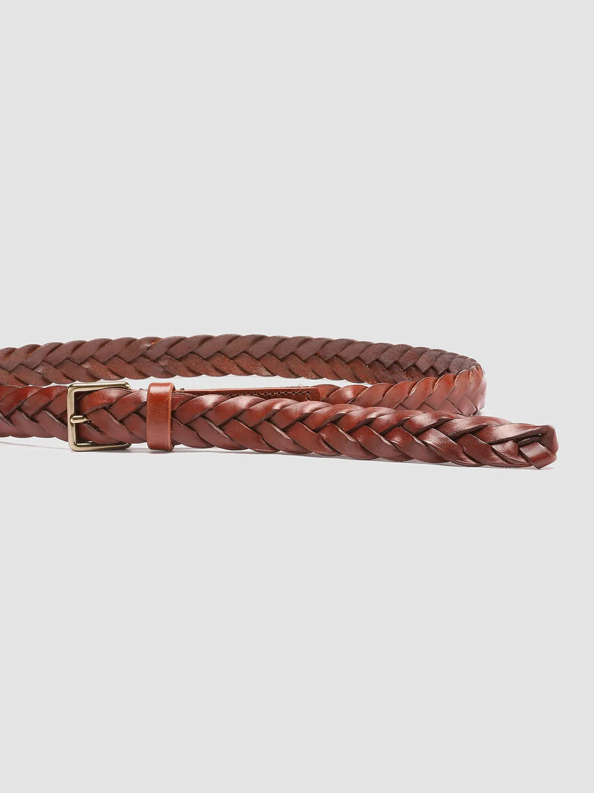 OC STRIP 20 - Brown Woven Leather Belt,Women