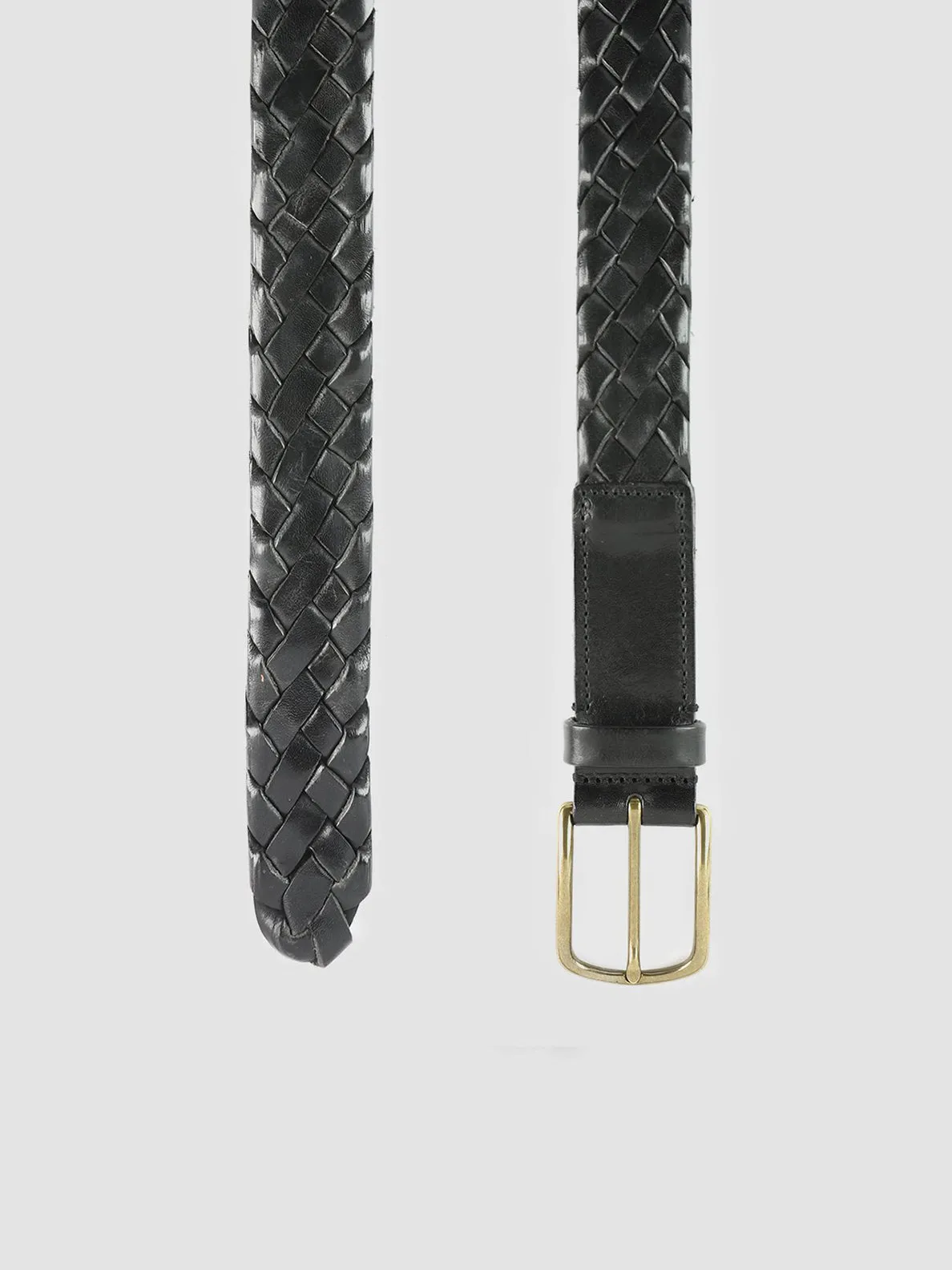 OC STRIP 21 - Black Woven Leather Belt,Men