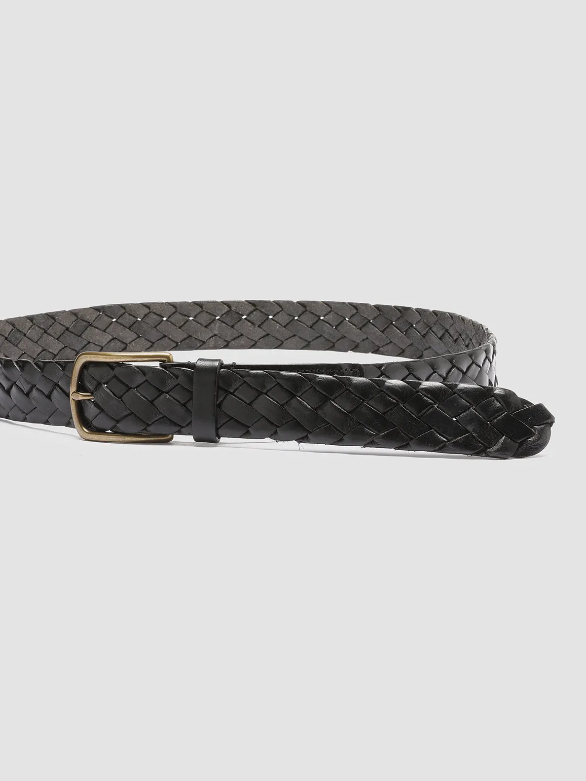 OC STRIP 21 - Black Woven Leather Belt,Men