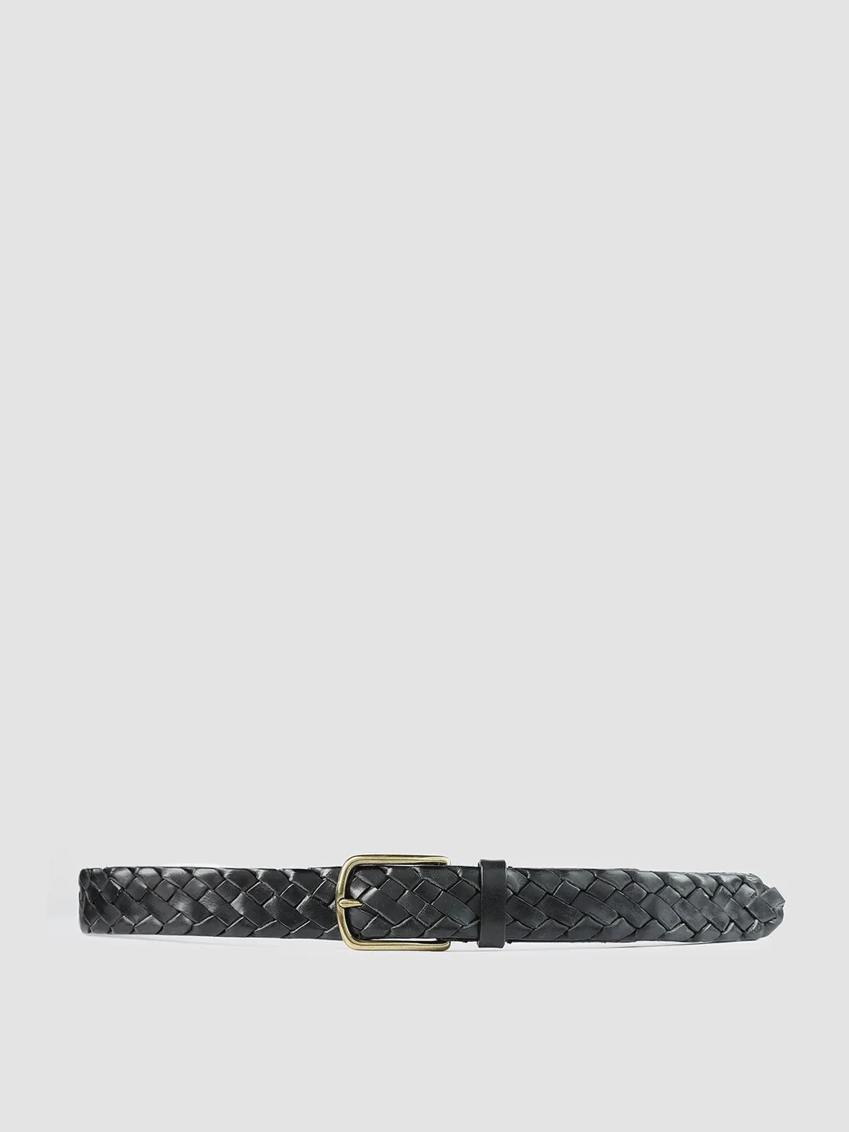 OC STRIP 21 - Black Woven Leather Belt,Men