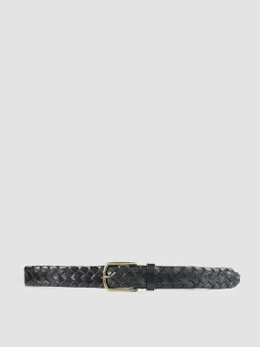OC STRIP 21 - Black Woven Leather Belt,Men
