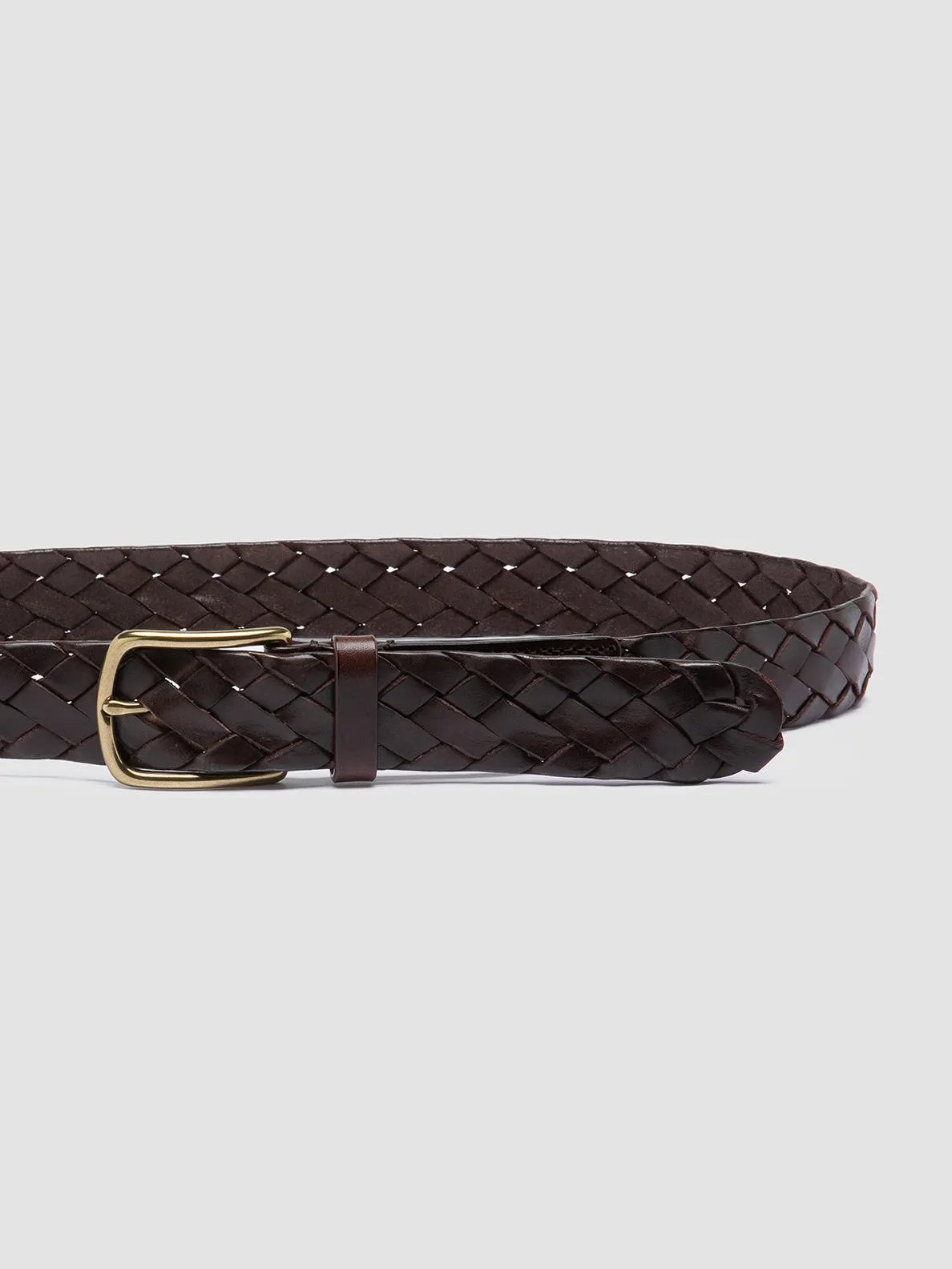 OC STRIP 21 - Brown Woven Leather Belt,Men