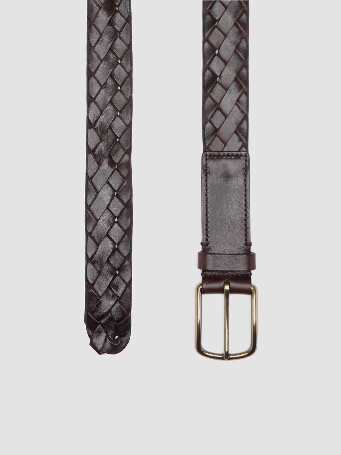 OC STRIP 21 - Brown Woven Leather Belt,Men