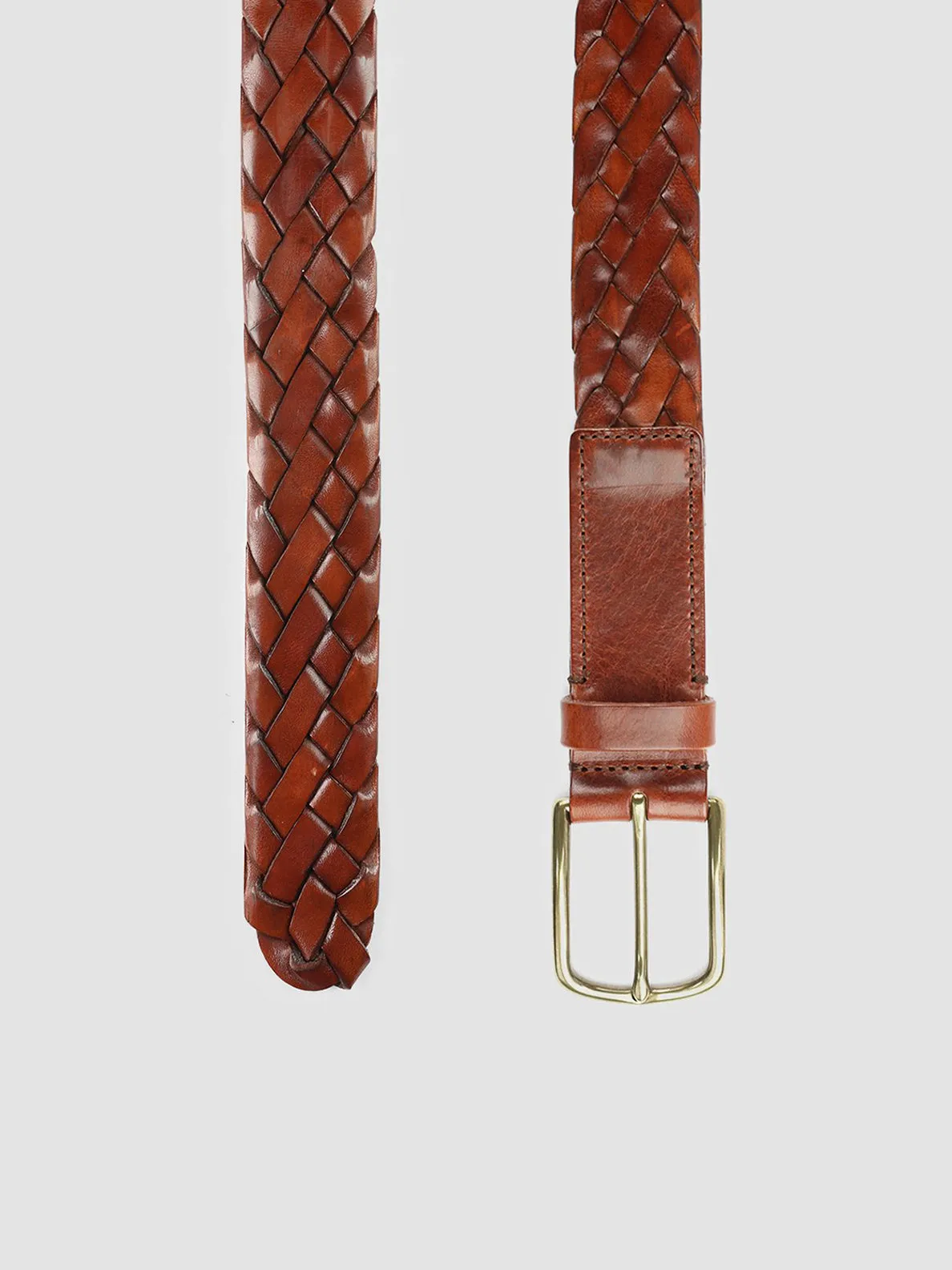 OC STRIP 21 - Tan Woven Leather Belt,Men