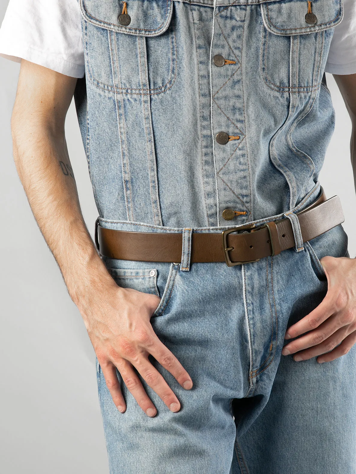 OC STRIP 22 - Green Leather belt,Men