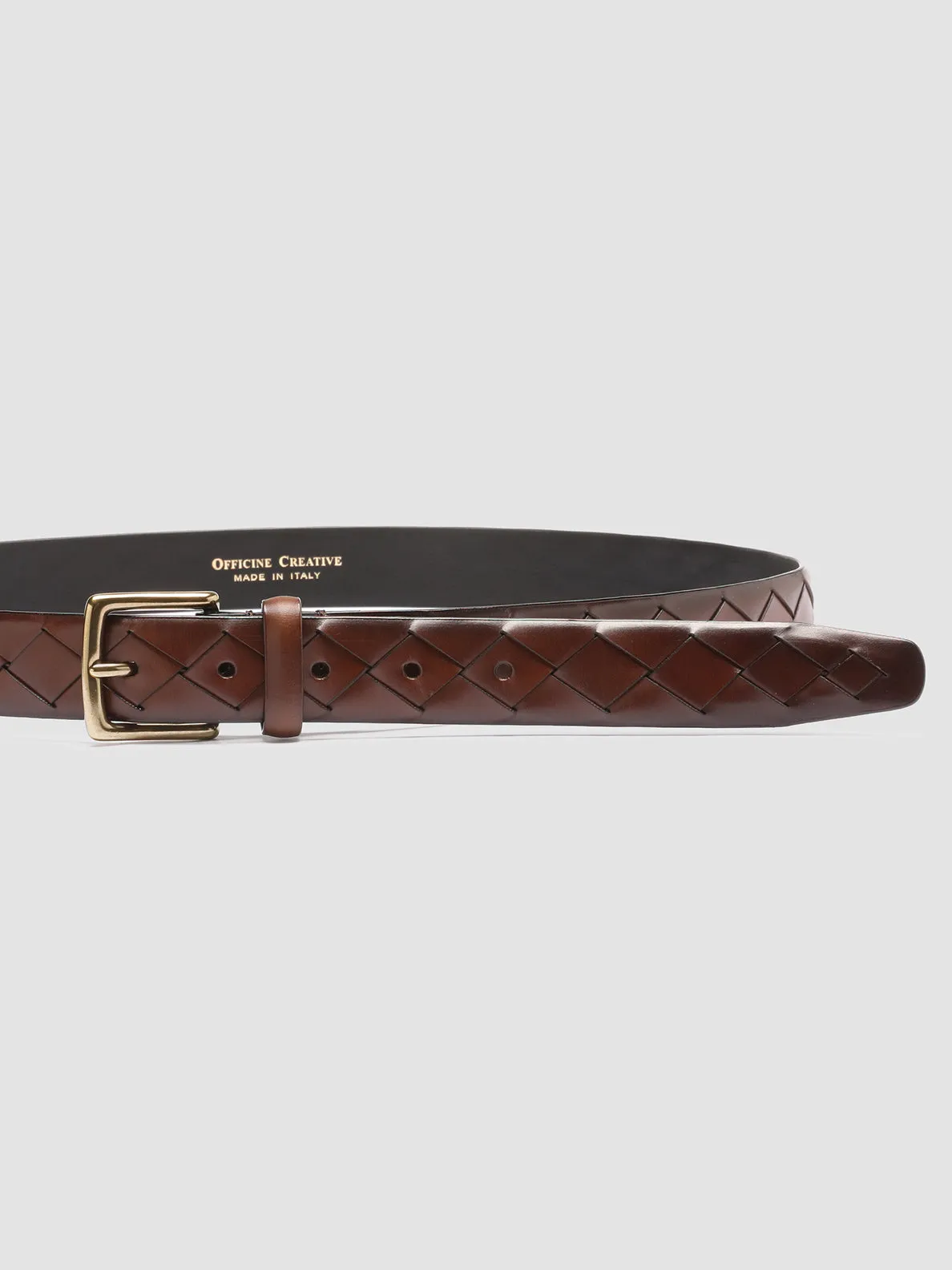 OC STRIP 29 - Brown Woven Leather Belt,Men