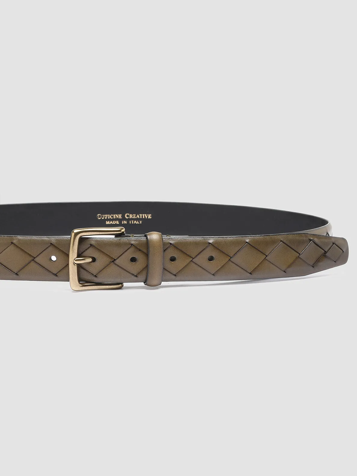 OC STRIP 29 - Green Woven Leather Belt,Men