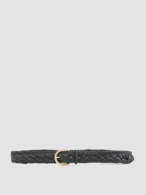 OC STRIP 36 - Black Woven Leather Belt,Women
