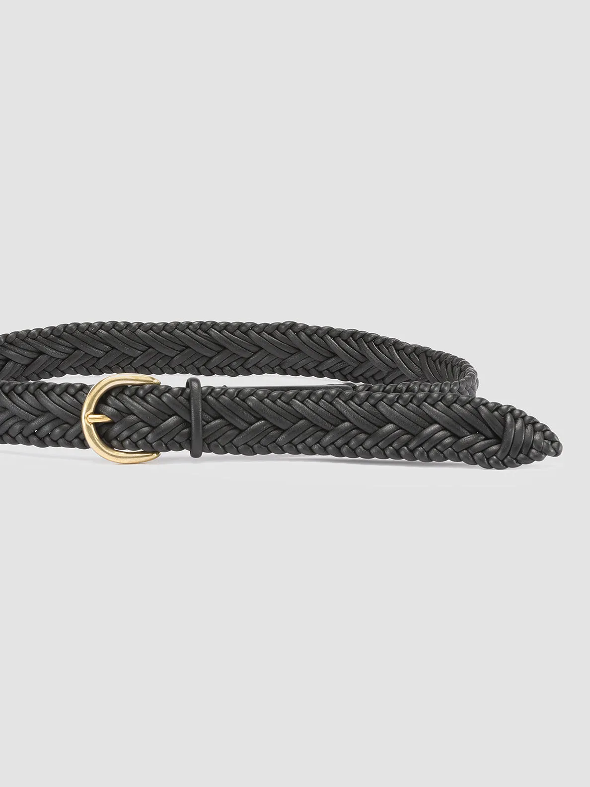 OC STRIP 36 - Black Woven Leather Belt,Women
