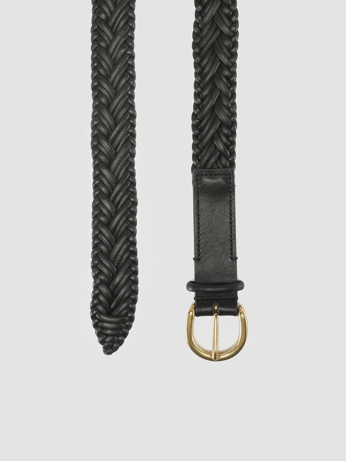 OC STRIP 36 - Black Woven Leather Belt,Women