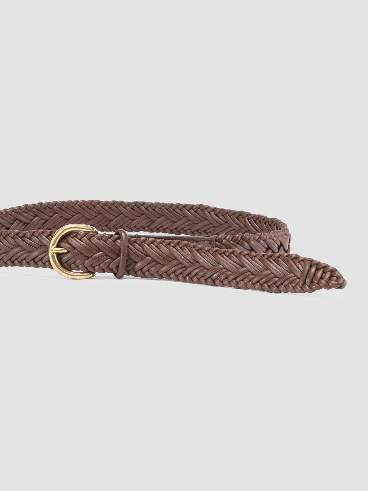 OC STRIP 36 - Brown Woven Leather Belt,Women