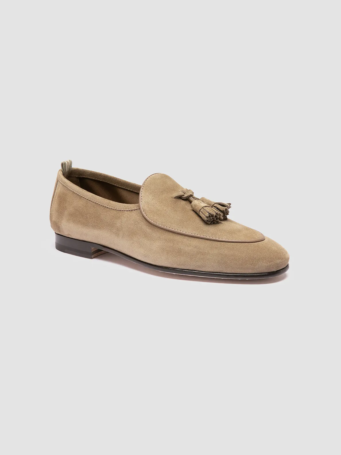 OLIVER 003 - Taupe Suede Tassel Loafers,Men