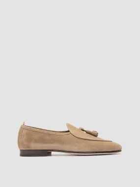 OLIVER 003 - Taupe Suede Tassel Loafers,Men