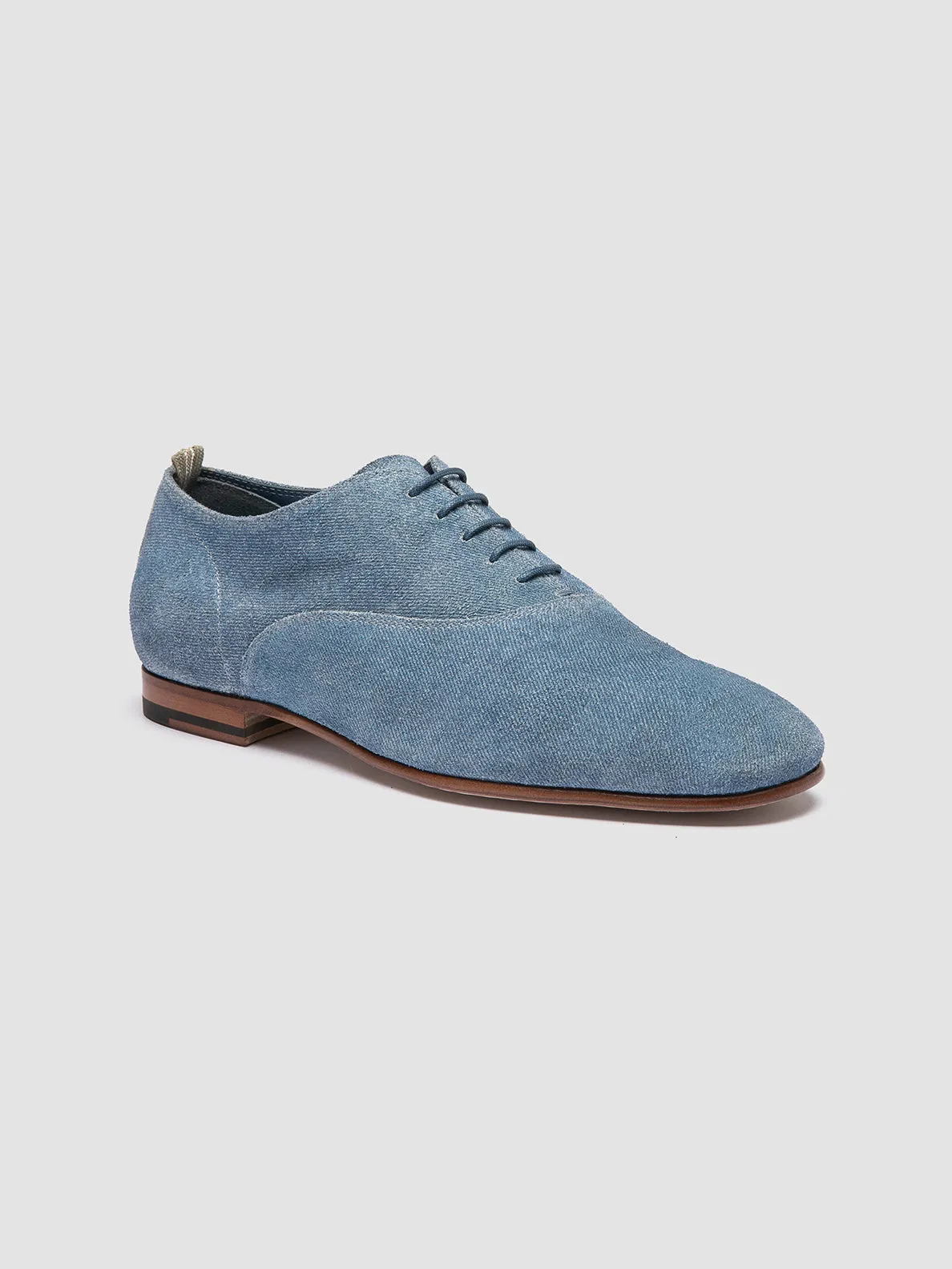 OLIVER 005 - Blue Suede Oxford Shoes,Men Derby Shoes