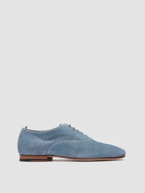 OLIVER 005 - Blue Suede Oxford Shoes,Men Derby Shoes