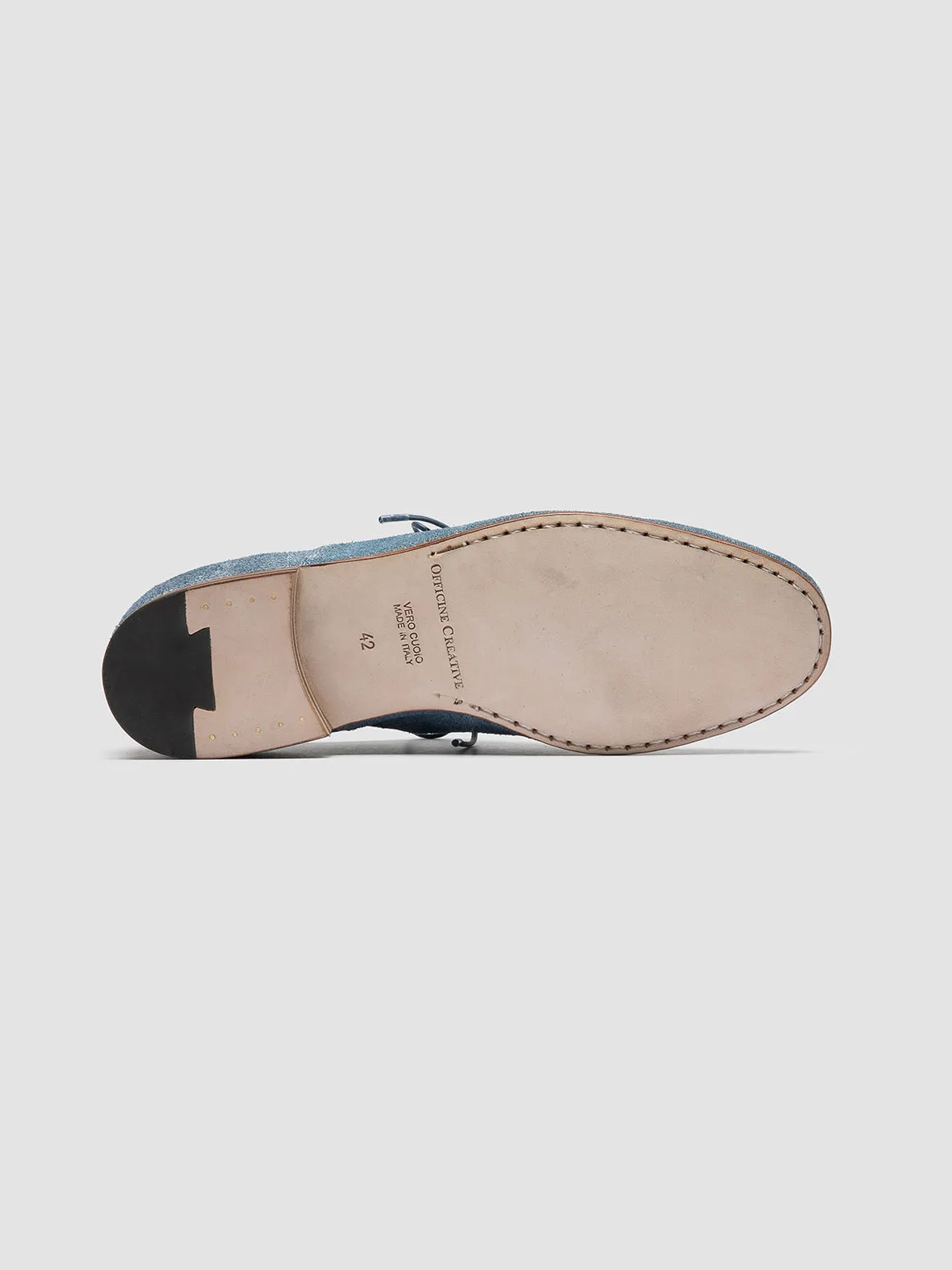 OLIVER 005 - Blue Suede Oxford Shoes,Men Derby Shoes