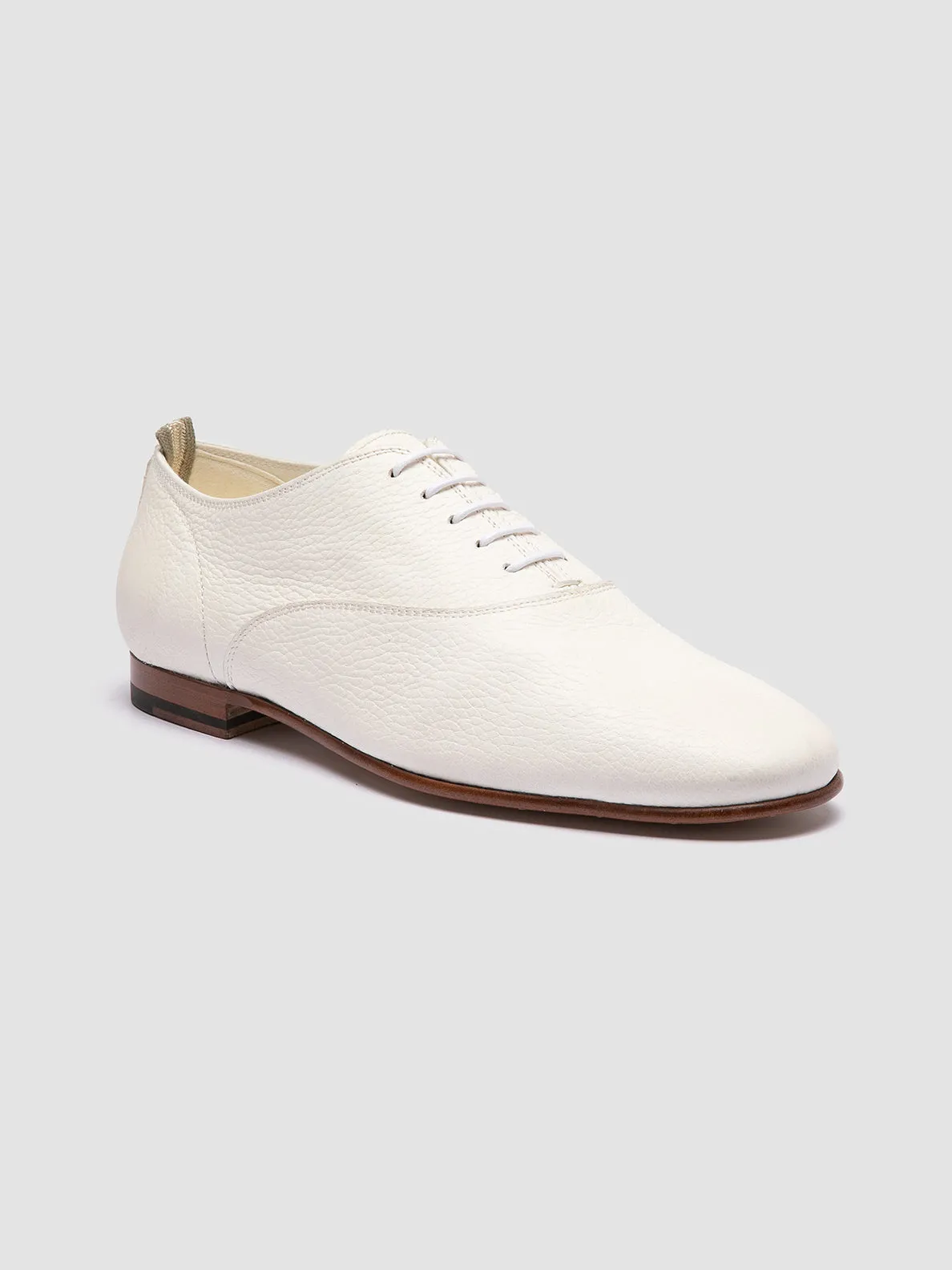 OLIVER 005 - White Leather Oxford Shoes,Men Derby Shoes