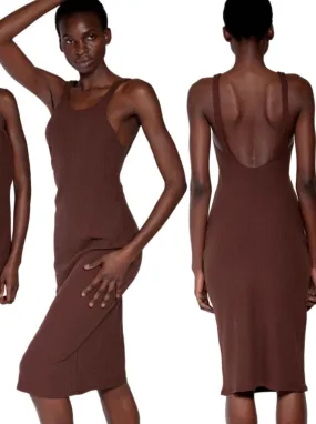 Open Back Dress - Brown,Women Dresses