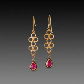 Open Filigree Earrings with Ruby Drops,Jewelry Delicate & Elegant