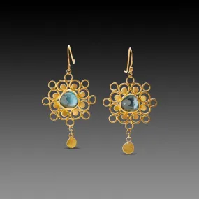 Open Mandala and Topaz Earrings,Jewelry Delicate & Elegant