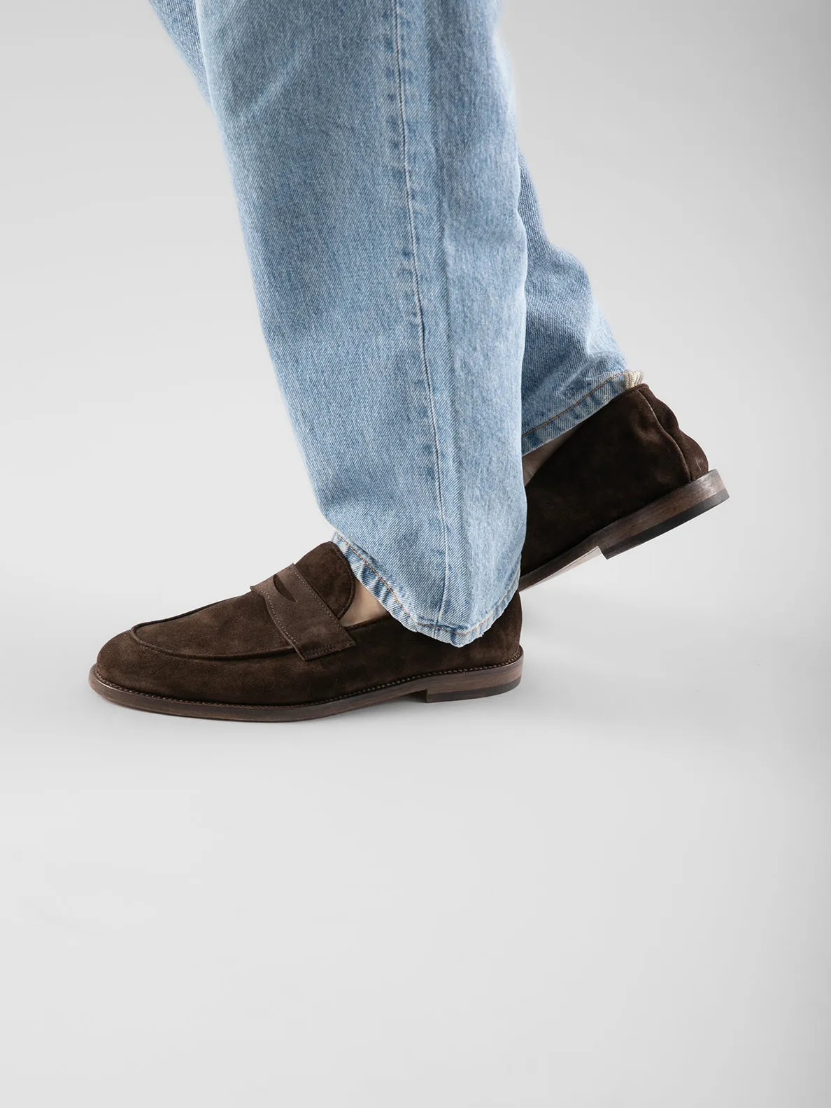 OPERA 001 - Brown Suede Penny Loafers,Men