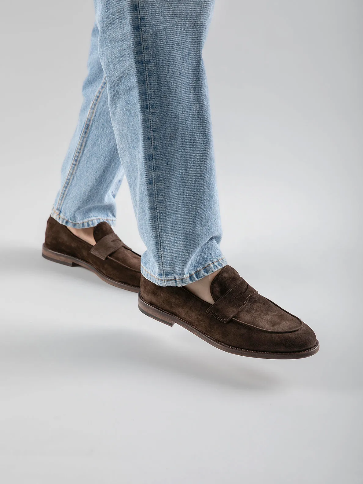 OPERA 001 - Brown Suede Penny Loafers,Men