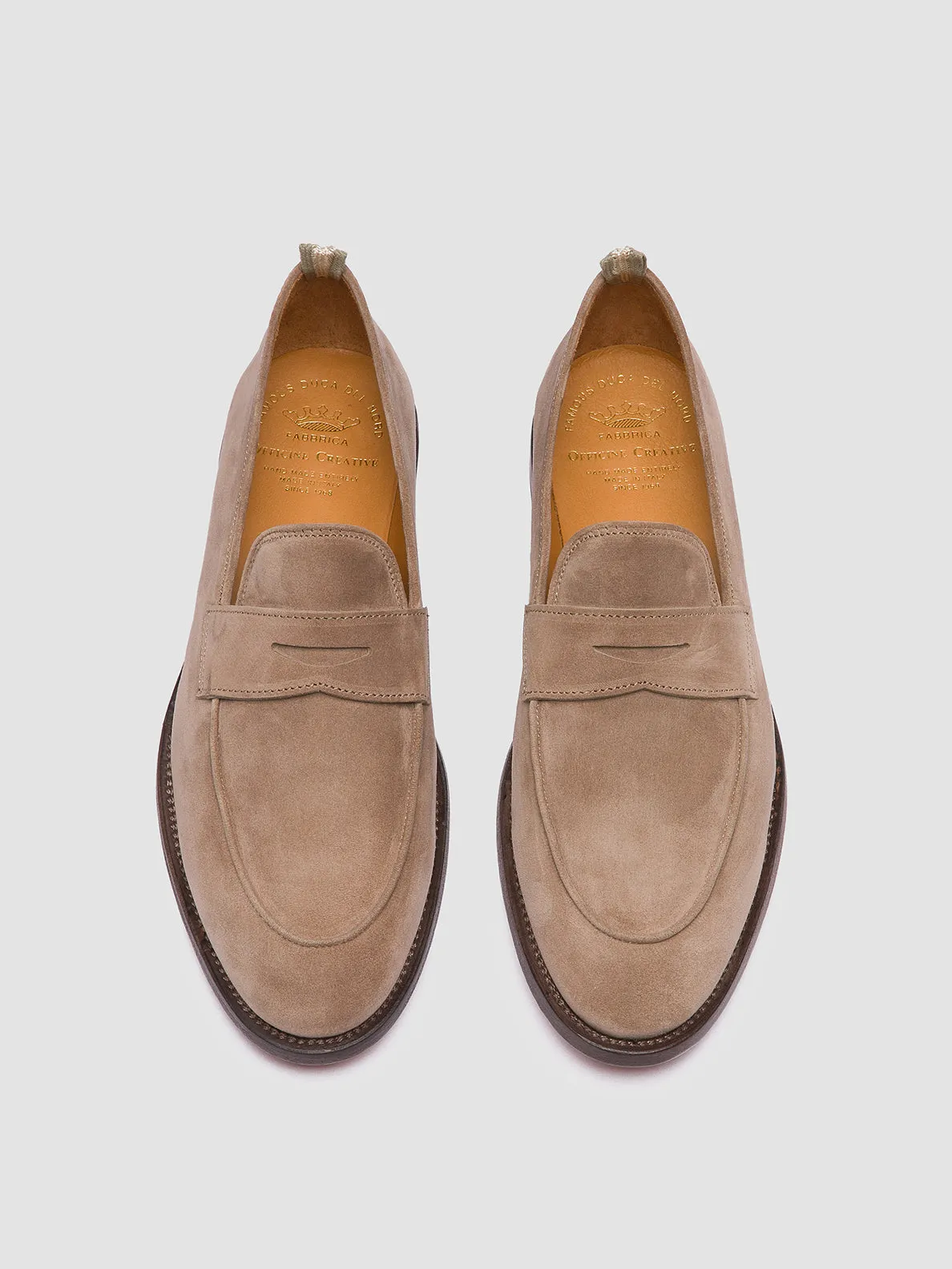 OPERA 001 - Taupe Suede Penny Loafers,Men