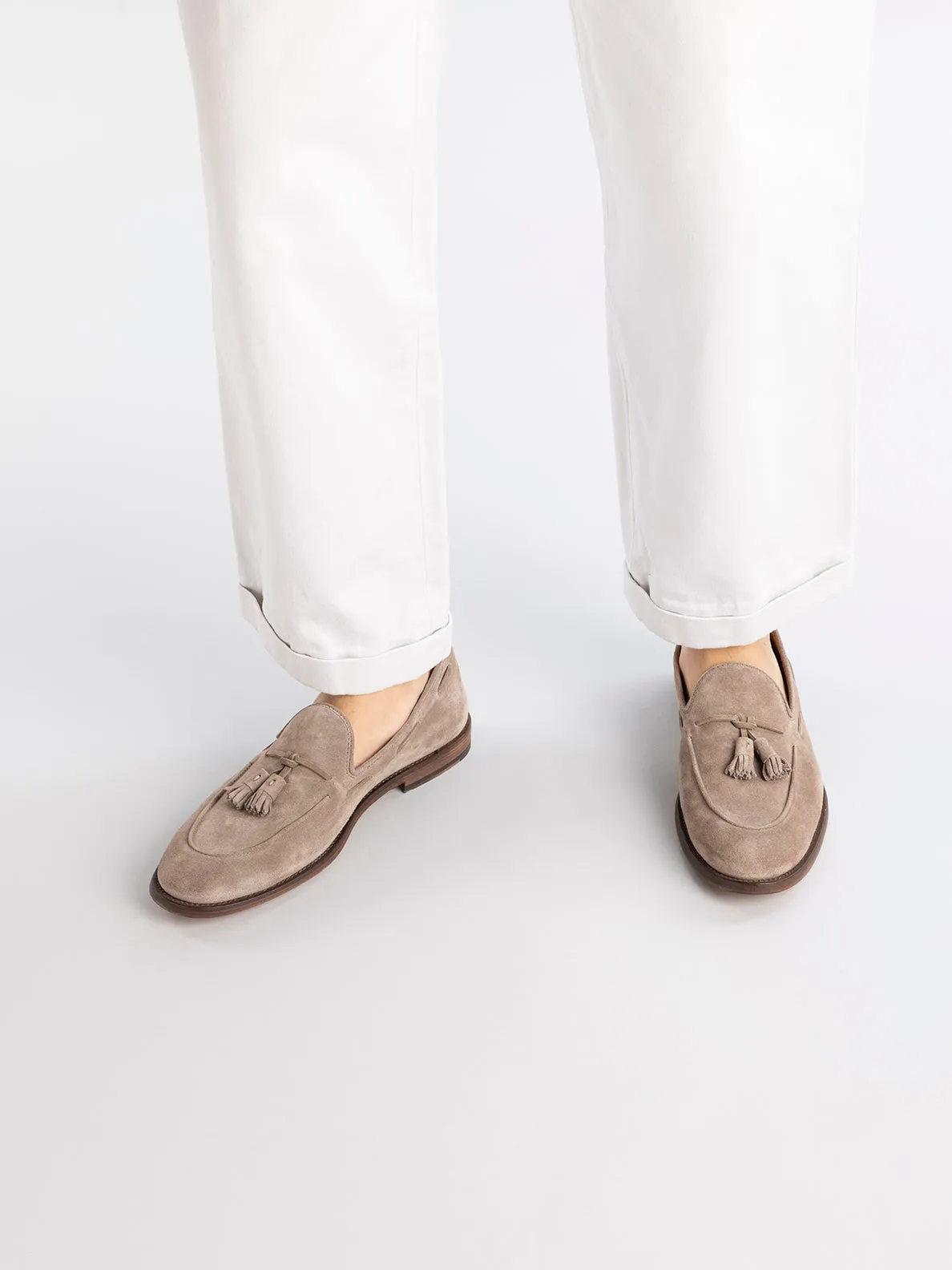 OPERA 002 - Grey Suede Tassel Loafers,Men